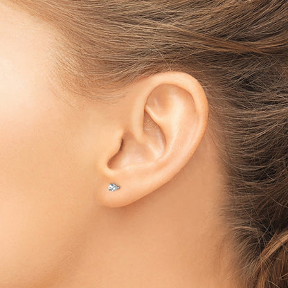 14k White Gold 3mm Round April/White Topaz Stud Earrings