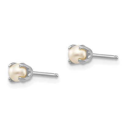 14k White Gold 3.5mm June/Freshwater Cultured Pearl Stud Earrings