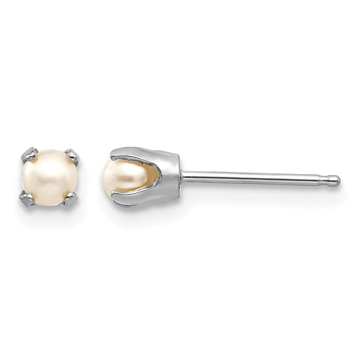14k White Gold 3.5mm June/Freshwater Cultured Pearl Stud Earrings