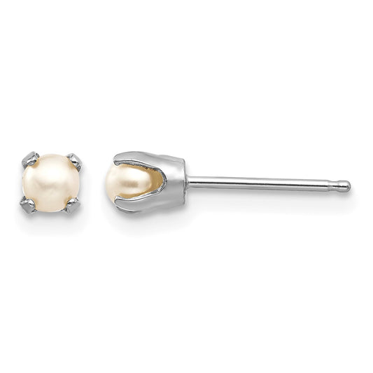 14k White Gold 3.5mm June/Freshwater Cultured Pearl Stud Earrings