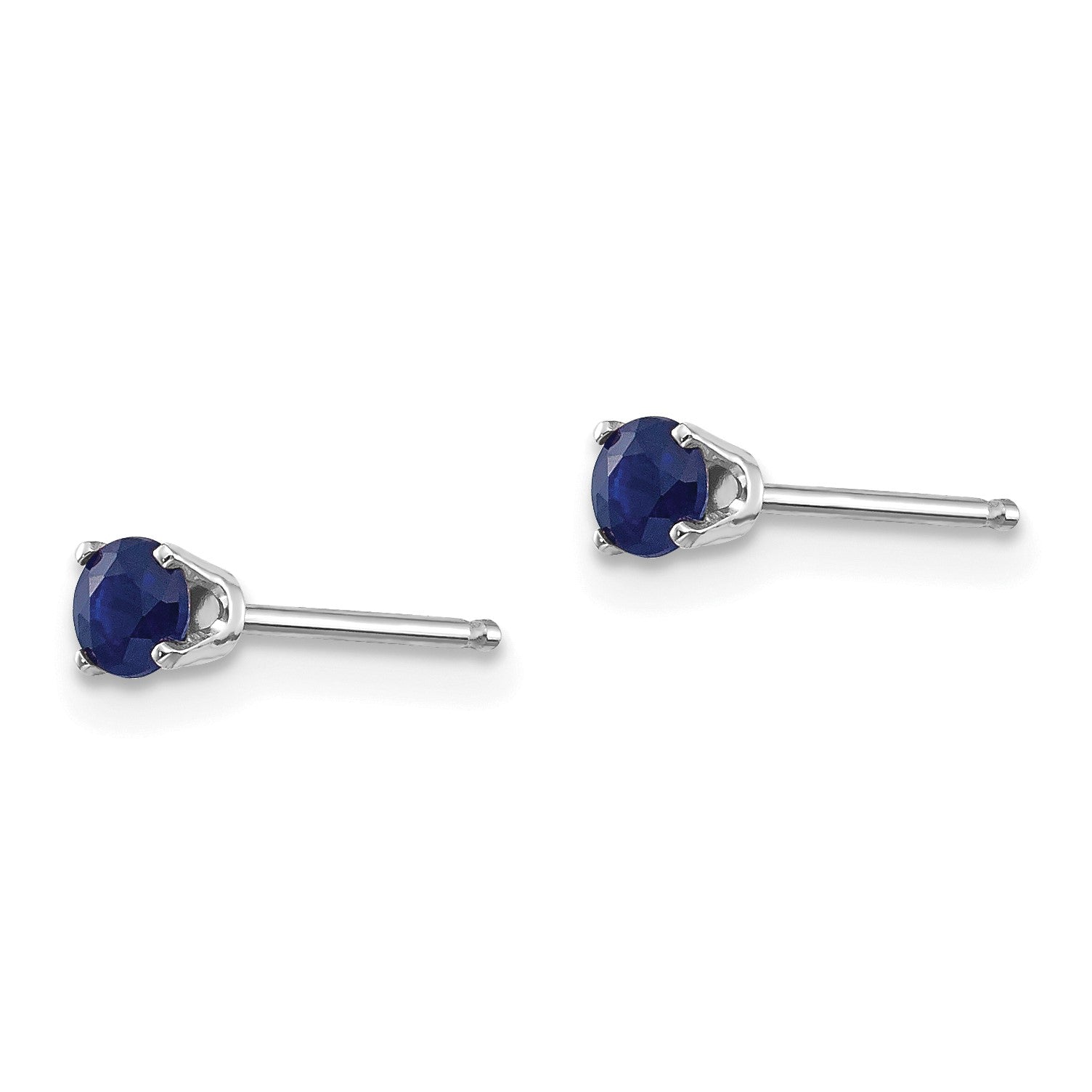 14k White Gold 3mm Round September/Sapphire Stud Earrings