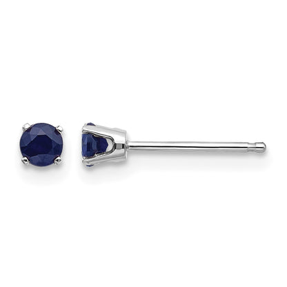 14k White Gold 3mm Round September/Sapphire Stud Earrings