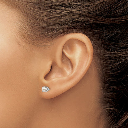 14k White Gold 4mm Round June/Freshwater Cultured Pearl Stud Earrings