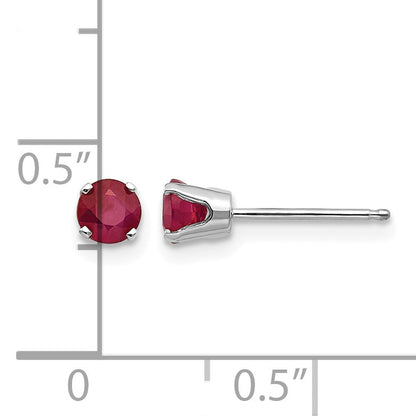 14k White Gold 4mm Round July/Ruby Stud Earrings