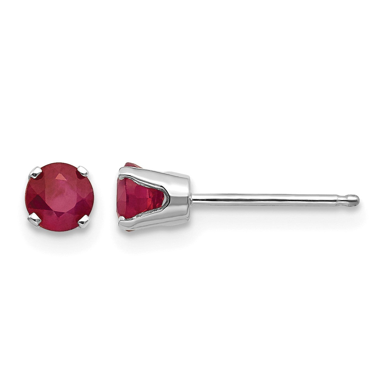 14k White Gold 4mm Round July/Ruby Stud Earrings