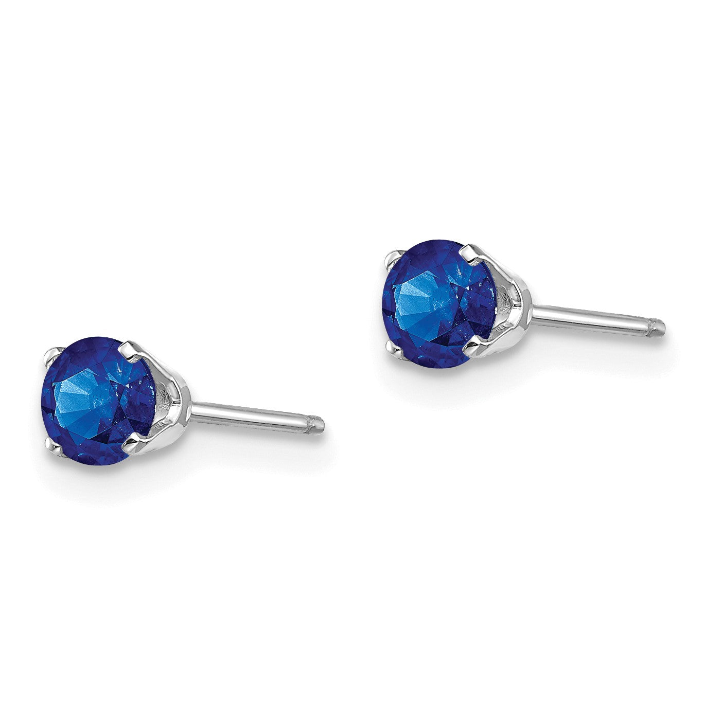 14k White Gold 4mm Round September/Sapphire Stud Earrings