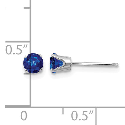 14k White Gold 4mm Round September/Sapphire Stud Earrings
