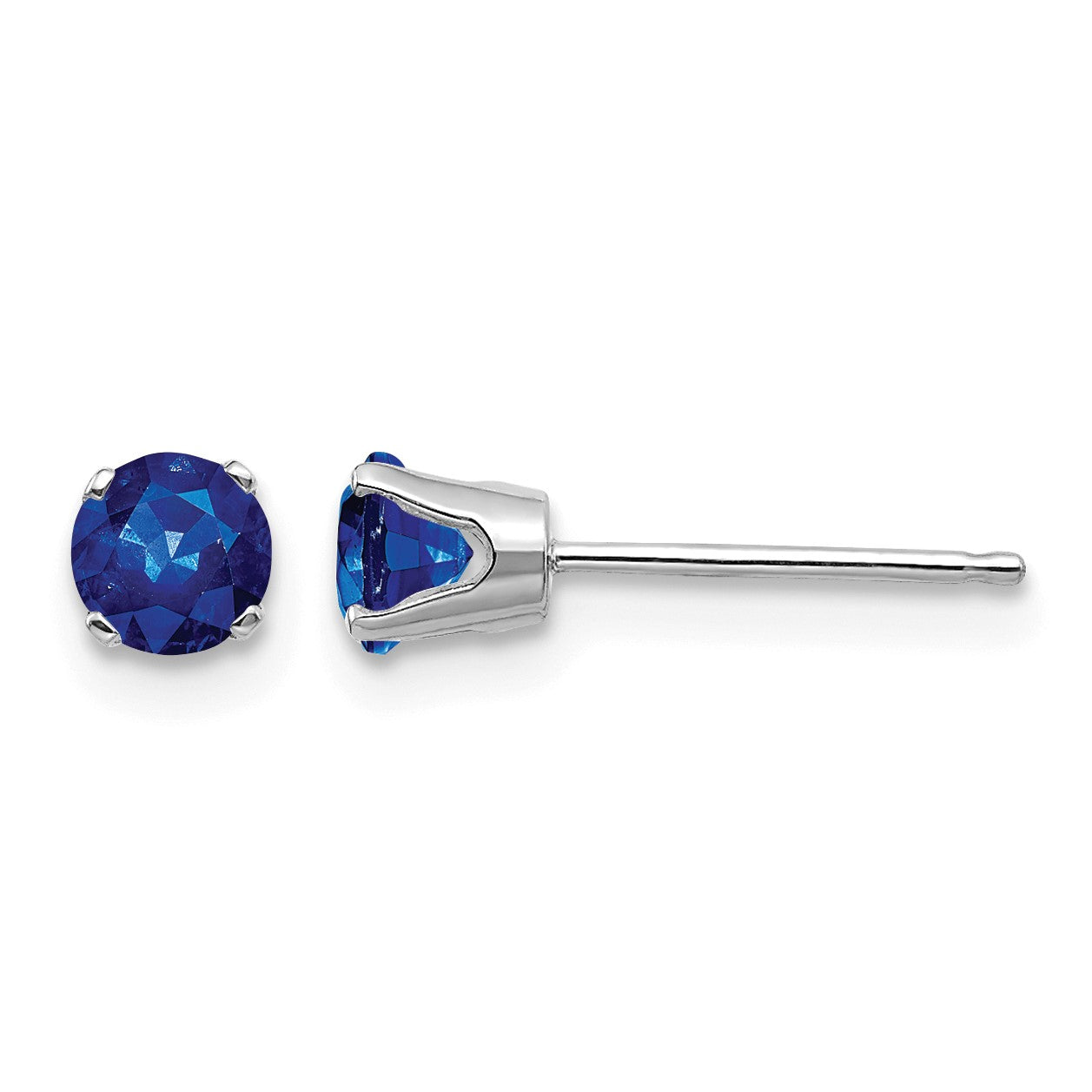 14k White Gold 4mm Round September/Sapphire Stud Earrings