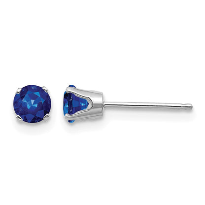 14k White Gold 4mm Round September/Sapphire Stud Earrings