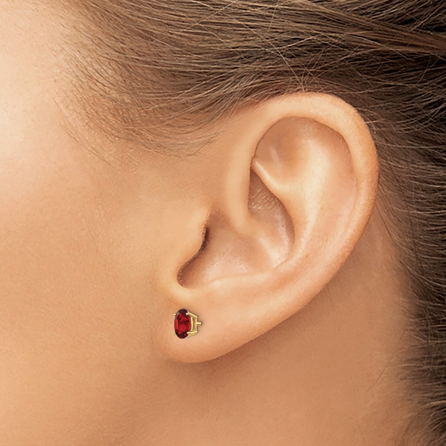14k 6x4 Oval January/Garnet Post Earrings