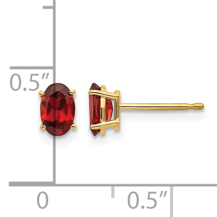 14k 6x4 Oval January/Garnet Post Earrings