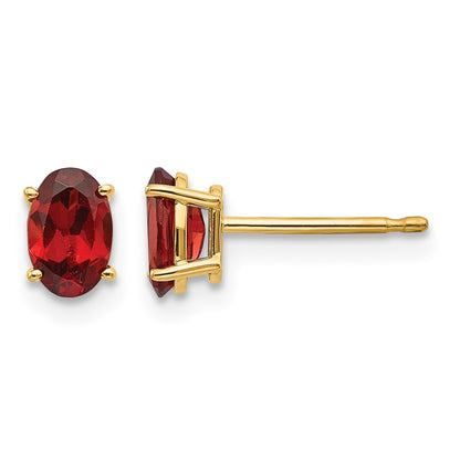 14k 6x4 Oval January/Garnet Post Earrings