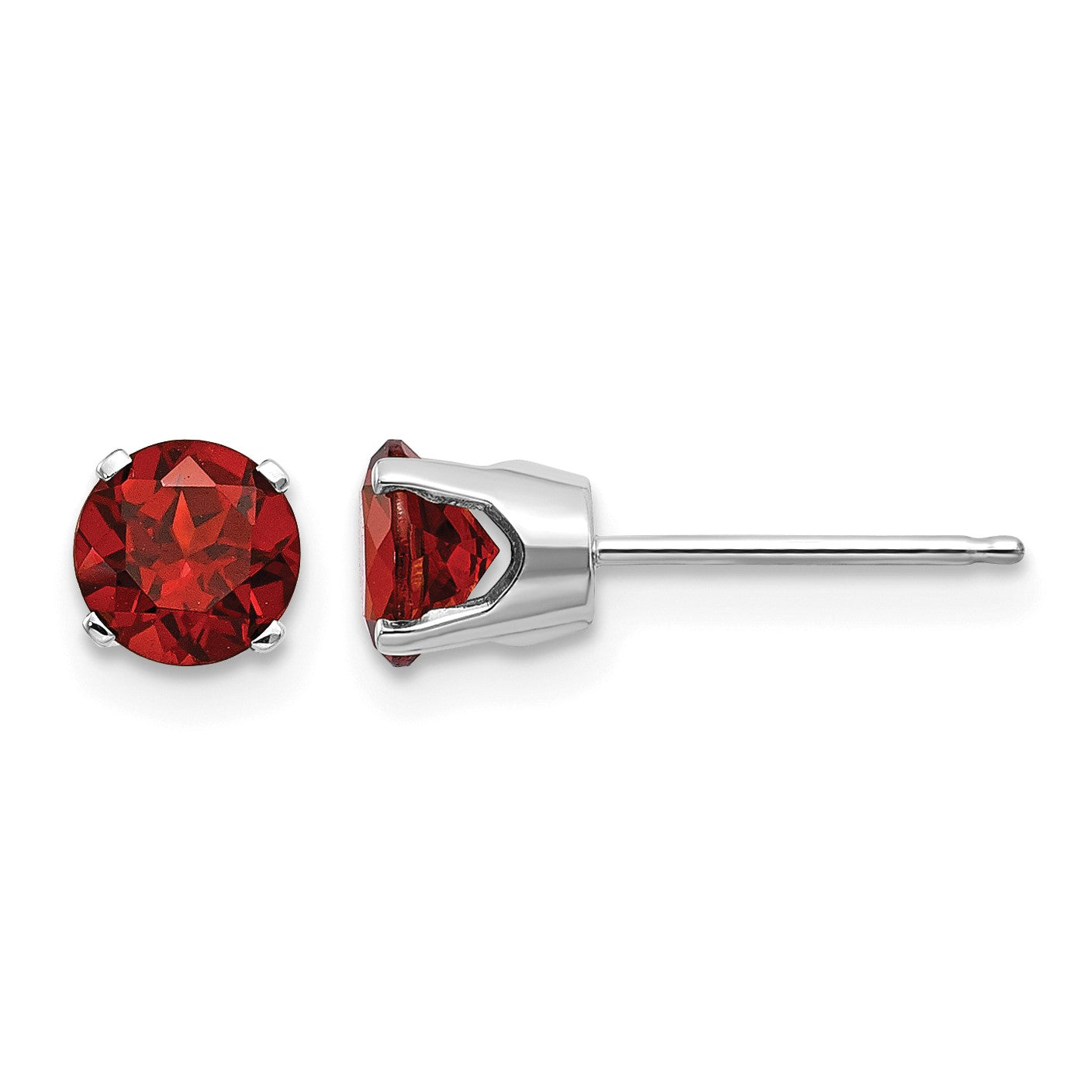 14k White Gold 5mm Round January/Garnet Stud Earrings