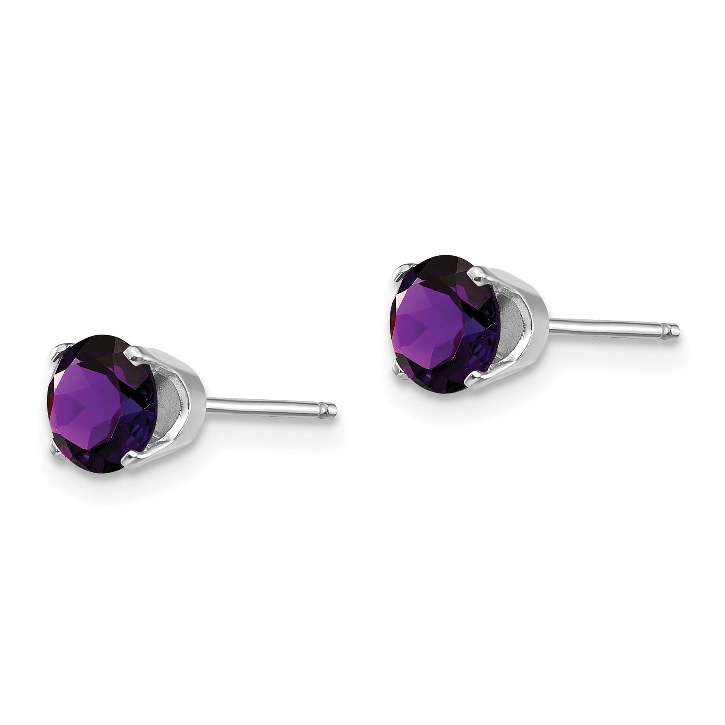 14k White Gold 5mm Round February/Amethyst Stud Earrings