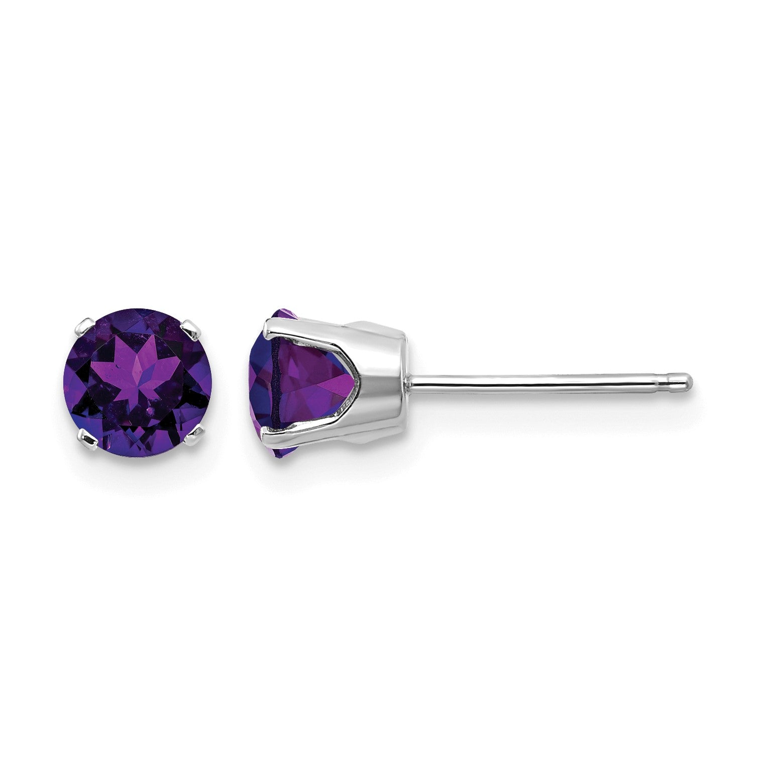 14k White Gold 5mm Round February/Amethyst Stud Earrings