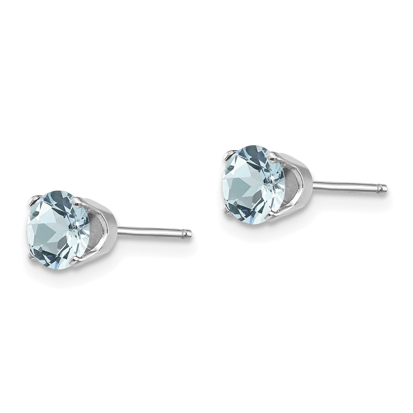 14k White Gold 5mm Round March/Aquamarine Stud Earrings