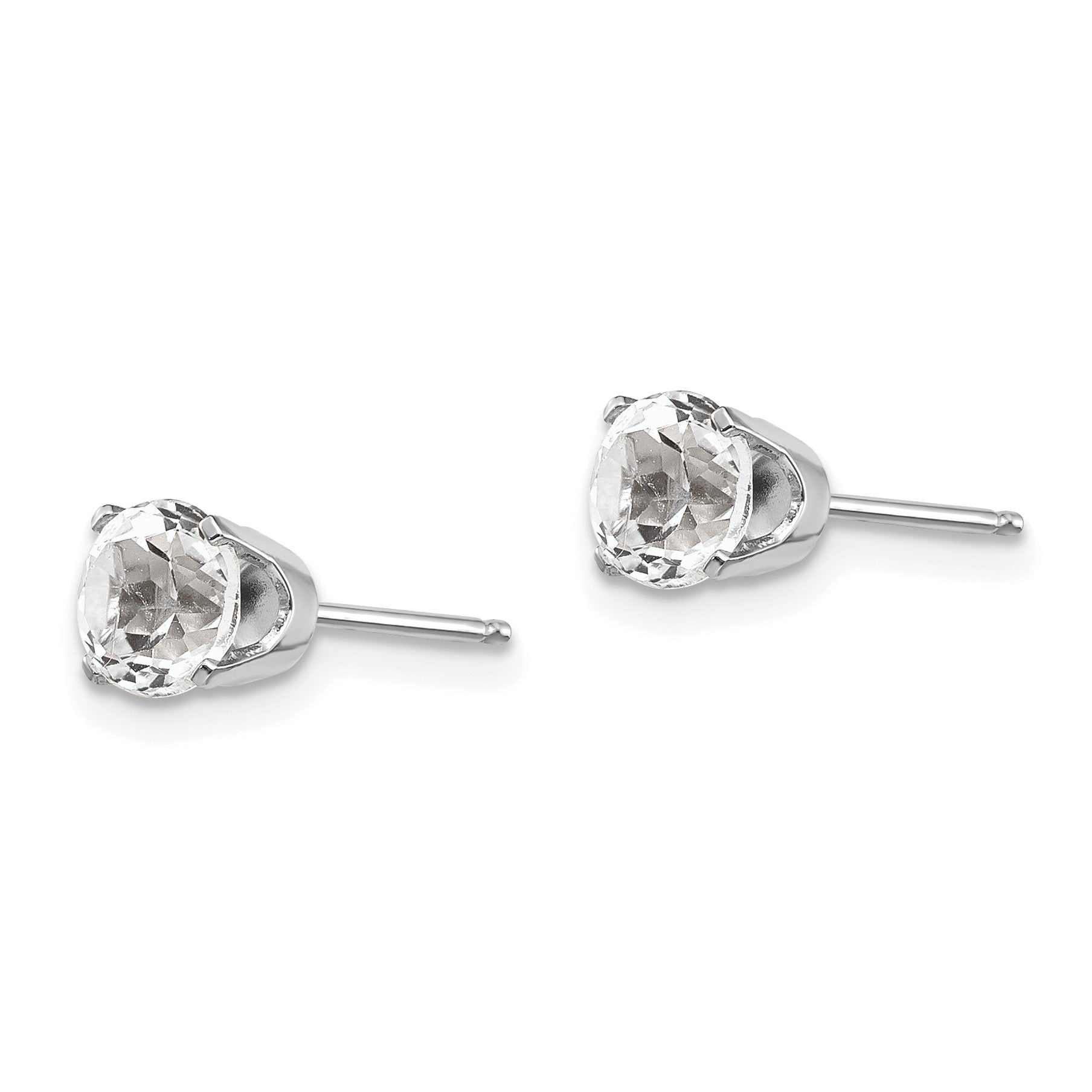 14k White Gold 5mm Round April/White Topaz Stud Earrings