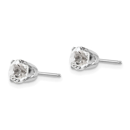 14k White Gold 5mm Round April/White Topaz Stud Earrings