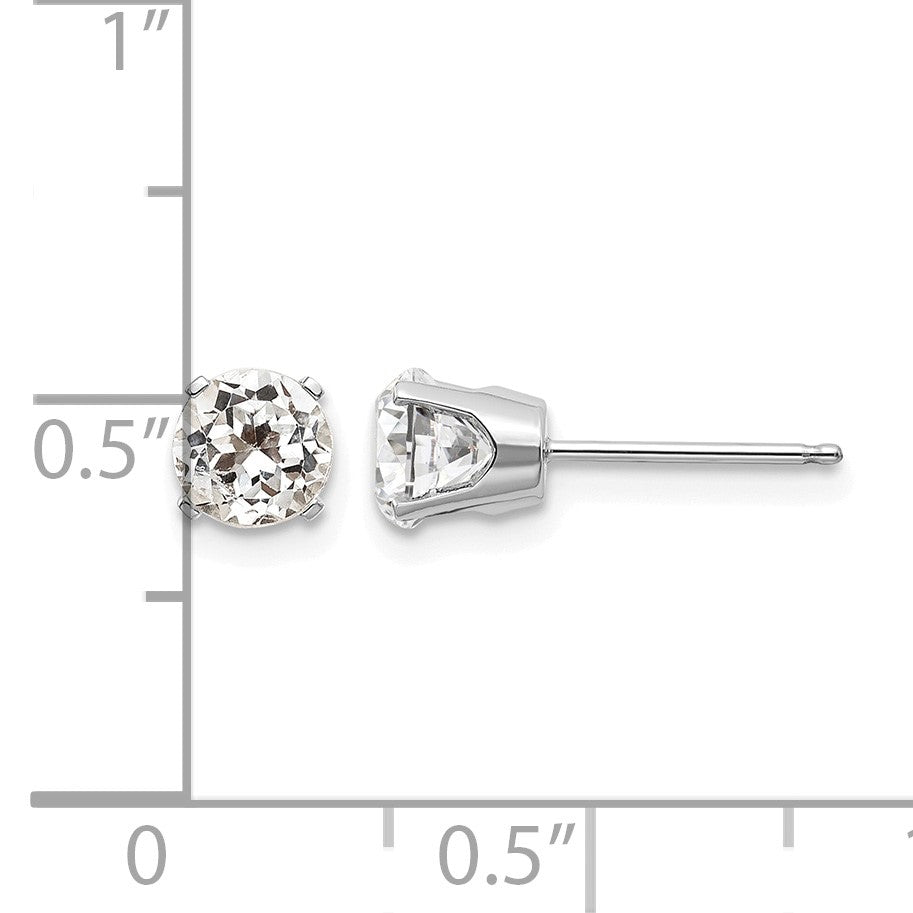 14k White Gold 5mm Round April/White Topaz Stud Earrings