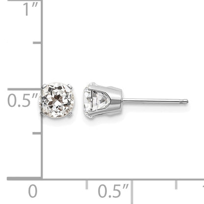 14k White Gold 5mm Round April/White Topaz Stud Earrings