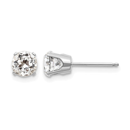 14k White Gold 5mm Round April/White Topaz Stud Earrings