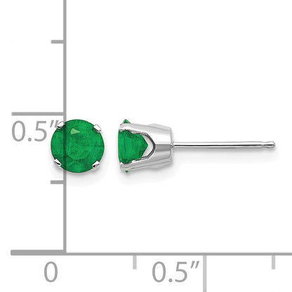 14k White Gold 5mm Round May/Emerald Stud Earrings