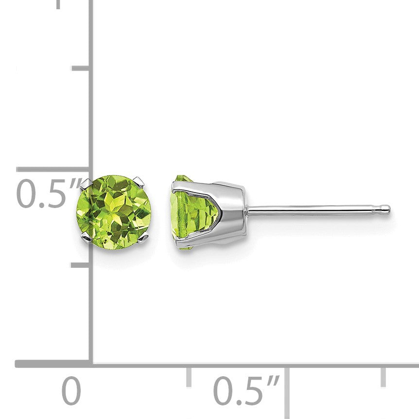 14k White Gold 5mm Round August/Peridot Stud Earrings