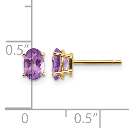 14k 6x4 Oval February/Amethyst Post Earrings