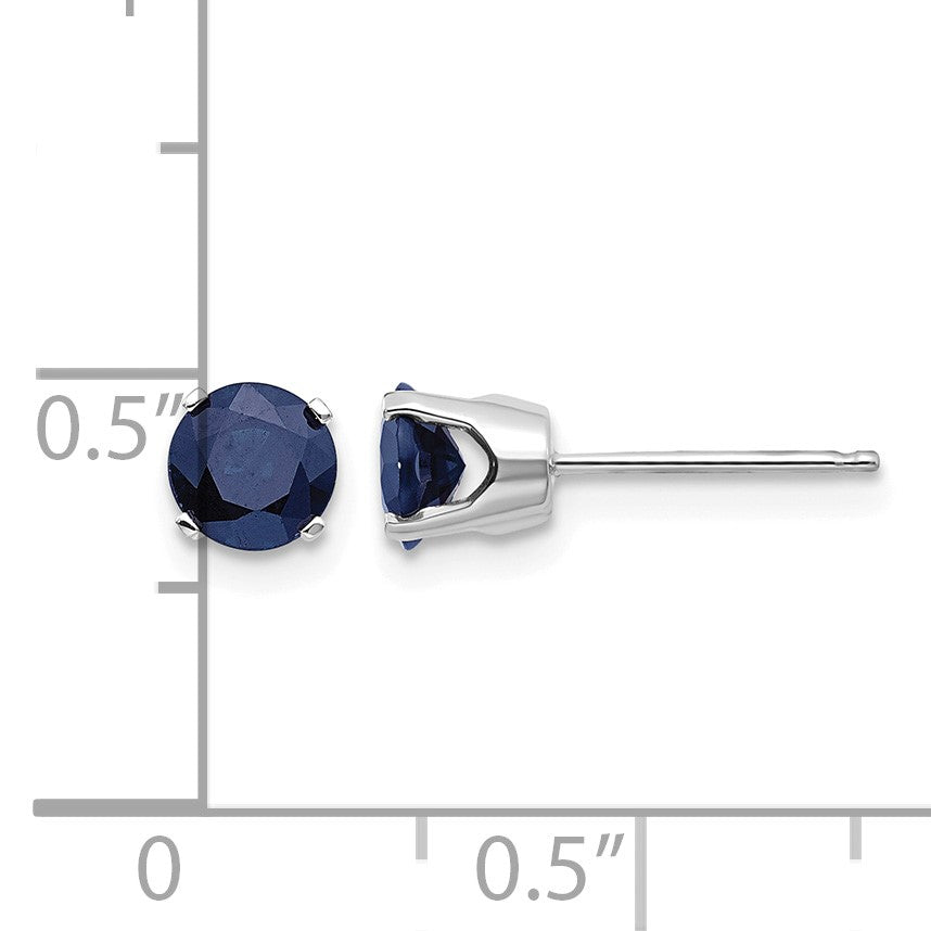 14k White Gold 5mm Round September/Natural Sapphire Stud Earrings