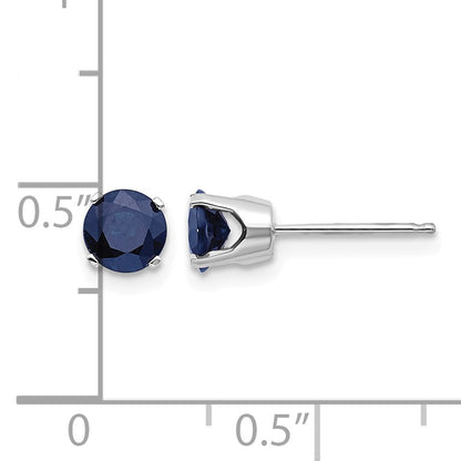 14k White Gold 5mm Round September/Natural Sapphire Stud Earrings