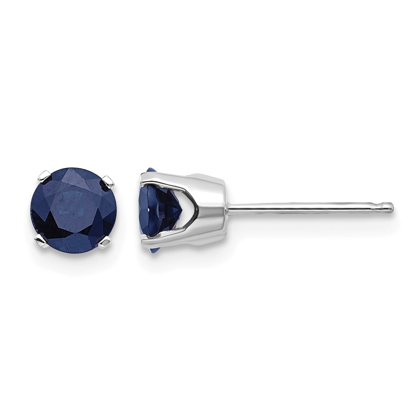 14k White Gold 5mm Round September/Natural Sapphire Stud Earrings