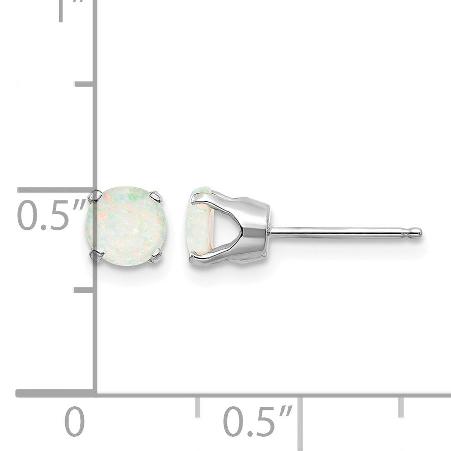 14k White Gold 5mm Round October/Opal Stud Earrings
