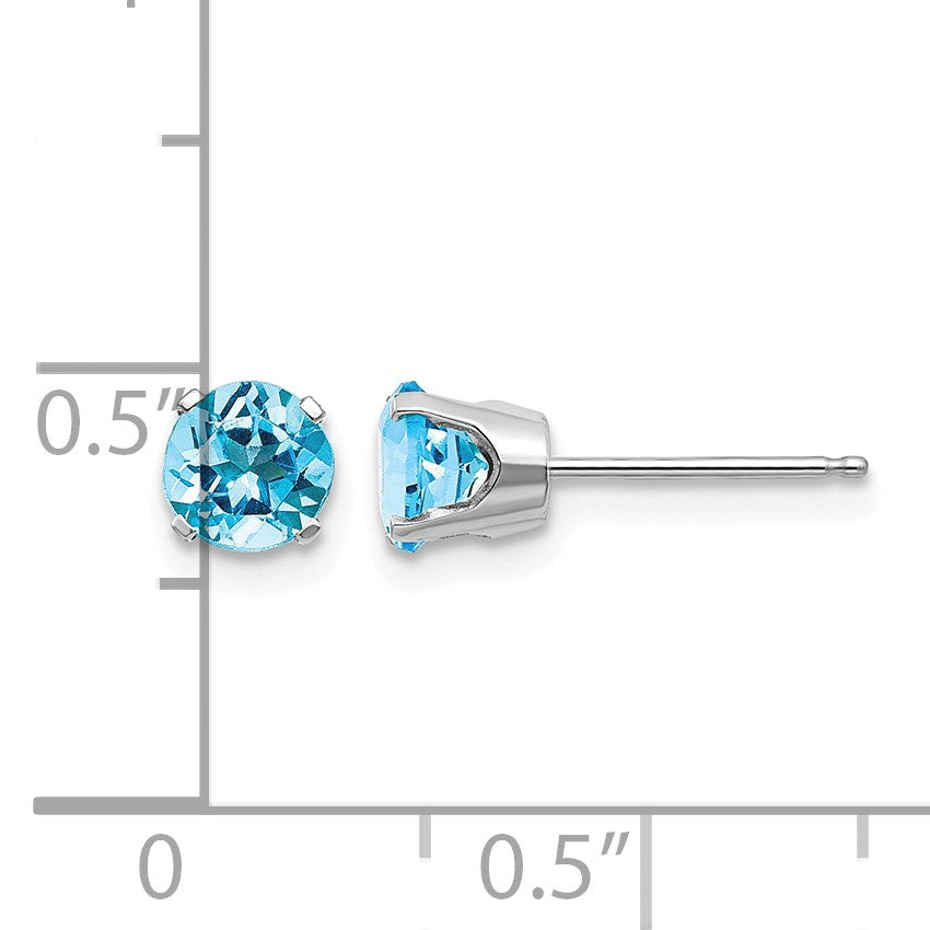 14k White Gold 5mm Round December/Blue Topaz Stud Earrings