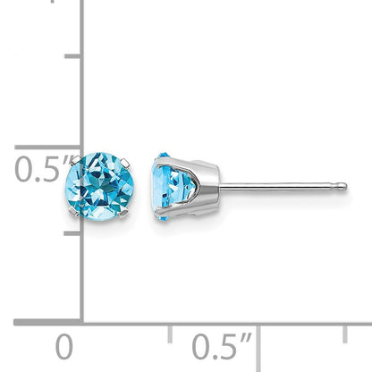 14k White Gold 5mm Round December/Blue Topaz Stud Earrings