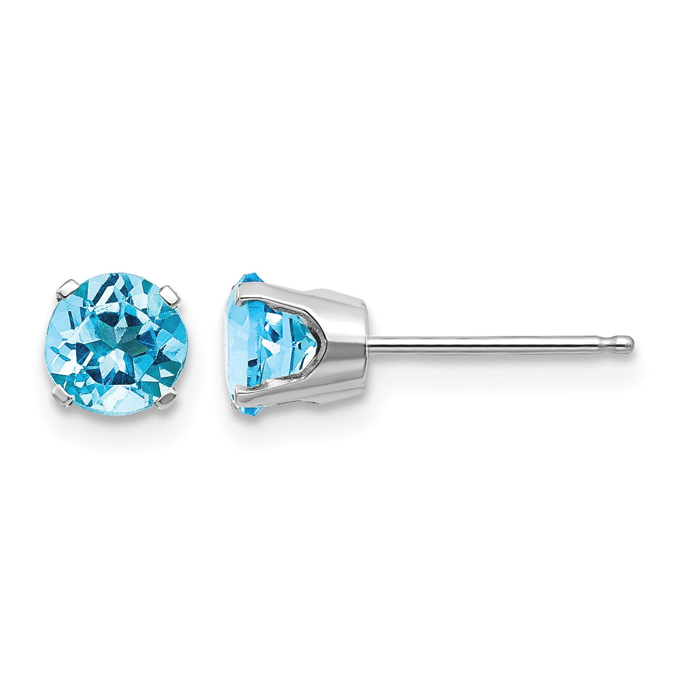 14k White Gold 5mm Round December/Blue Topaz Stud Earrings