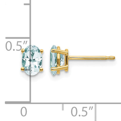 14k 6x4 Oval March/Aquamarine Post Earrings