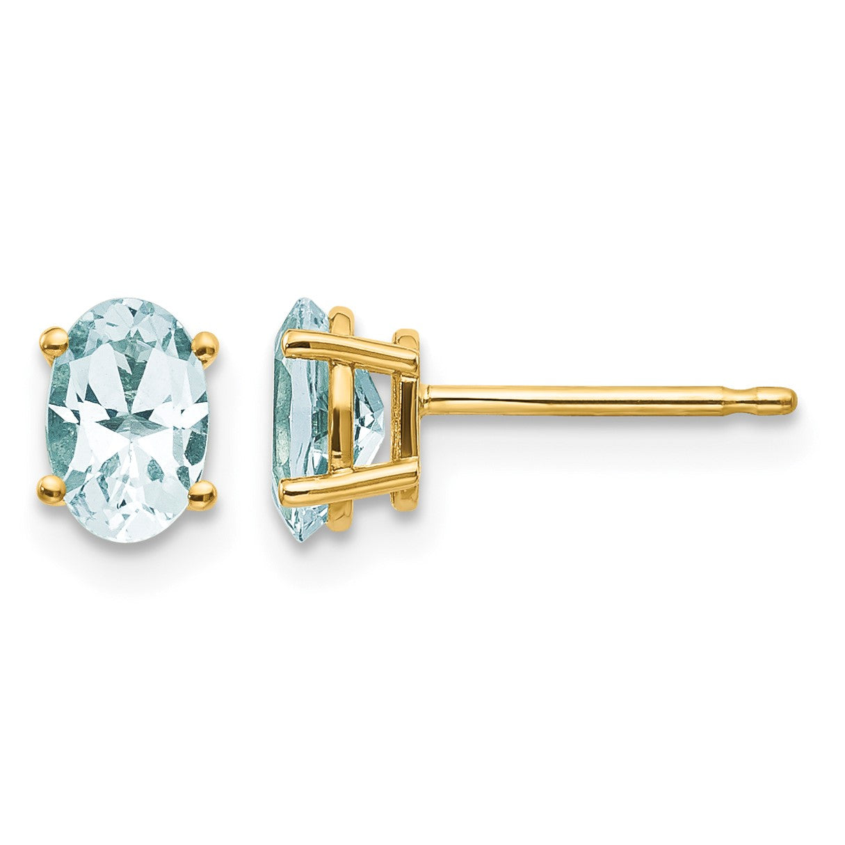 14k 6x4 Oval March/Aquamarine Post Earrings