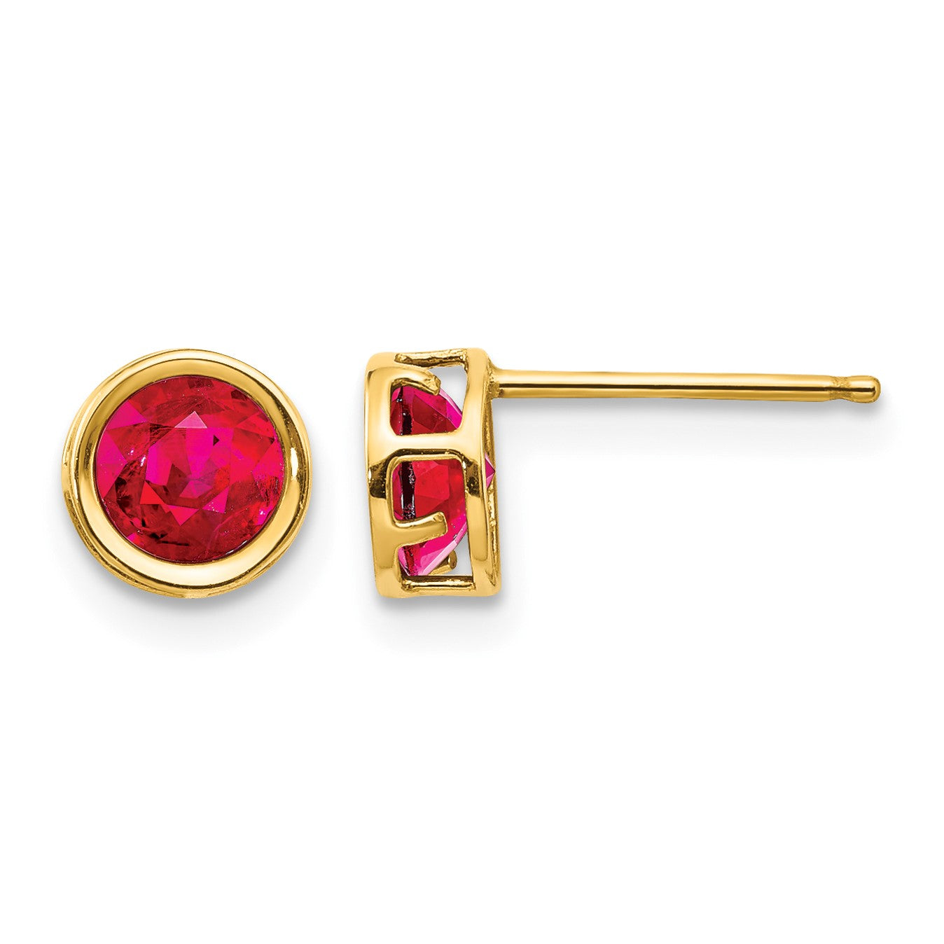 14k 5mm Round Bezel July/Ruby Post Earrings