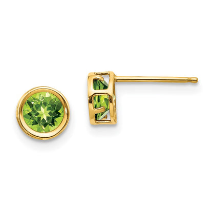 14k 5mm Bezel Peridot Stud Earrings