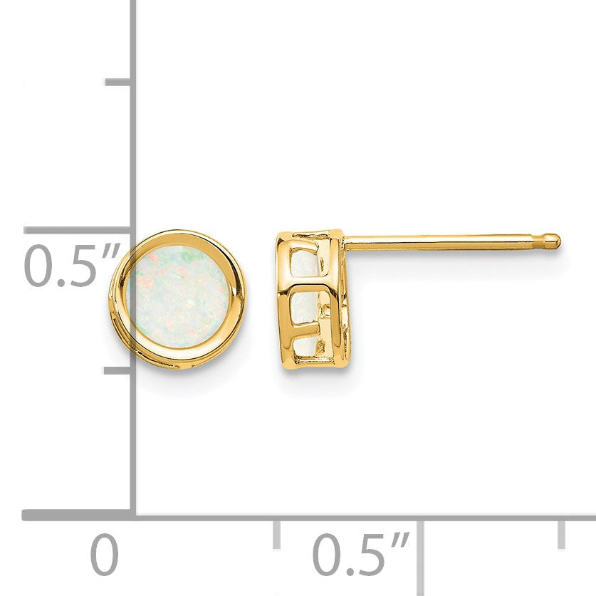 14k 5mm Round Bezel October/Opal Post Earrings