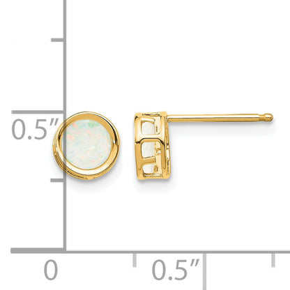 14k 5mm Round Bezel October/Opal Post Earrings