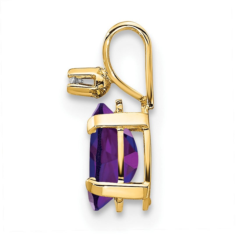 14k Diamond and 6x4 Oval February/Amethyst Birthstone Pendant