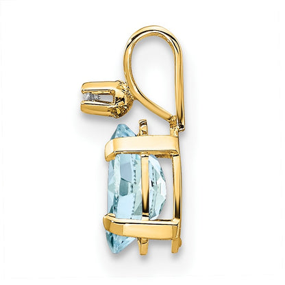 14k Diamond and 6x4 Oval March/Aquamarine Birthstone Pendant