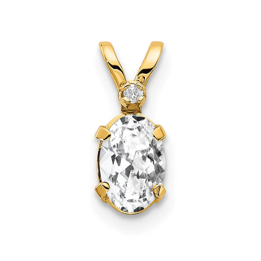 14k Diamond & White Topaz Birthstone Pendant