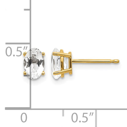 14k 6x4 Oval April/White Topaz Post Earrings