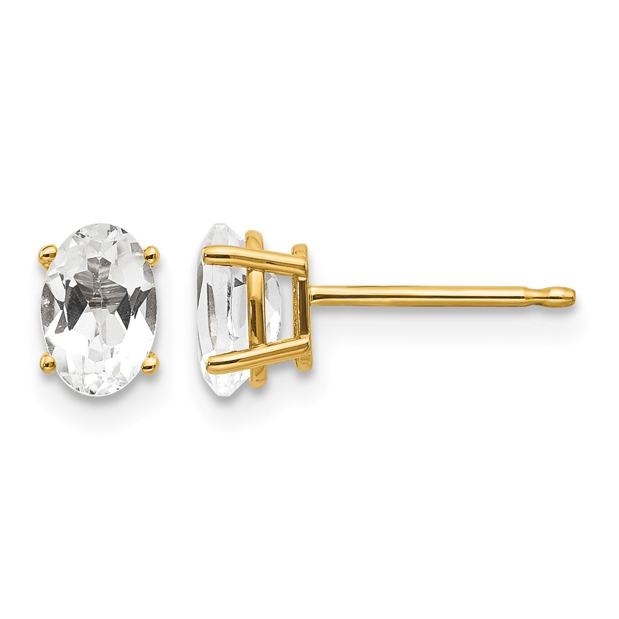 14k 6x4 Oval April/White Topaz Post Earrings
