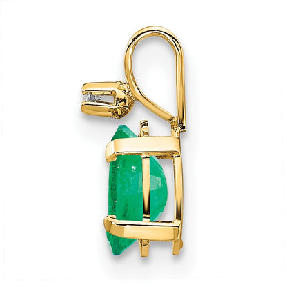 14k Diamond and 6x4 Oval May/Emerald Birthstone Pendant