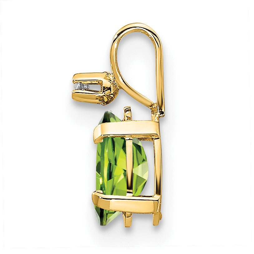14k Diamond and 6x4 Oval August/Peridot Birthstone Pendant