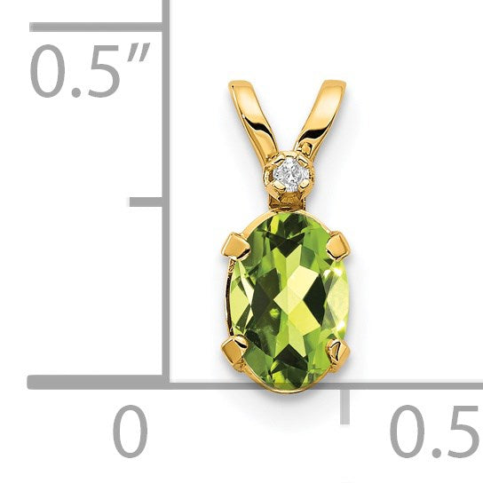 14k Diamond and 6x4 Oval August/Peridot Birthstone Pendant