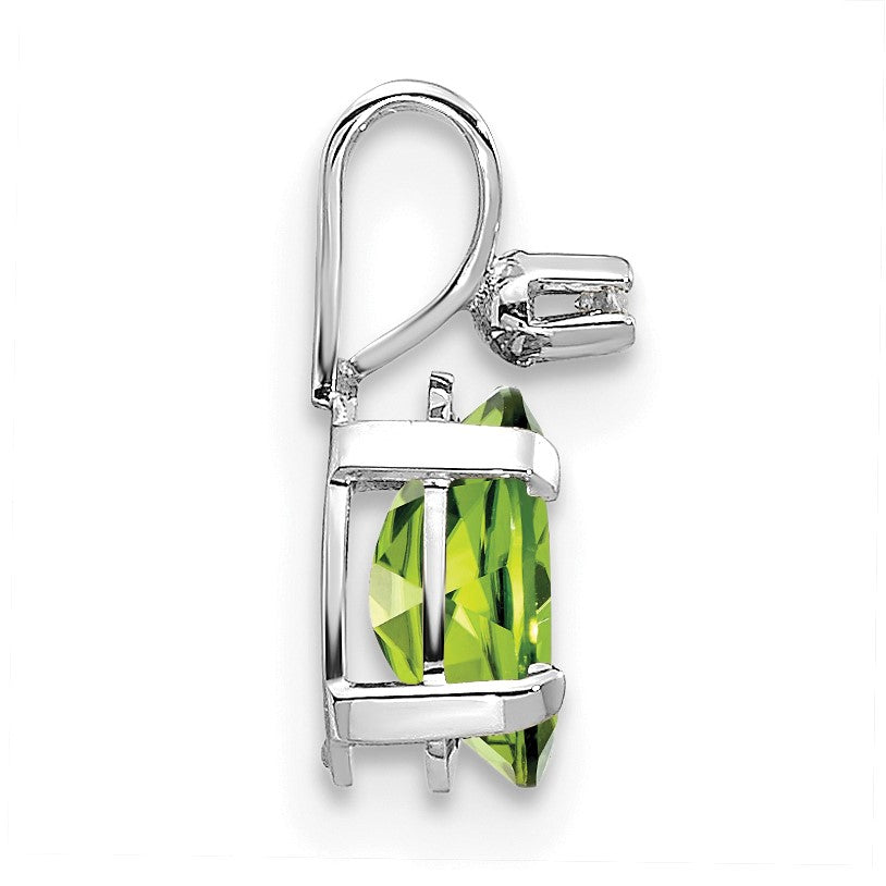 14K White Gold Diamond and 6x4 Oval August/Peridot Birthstone Pendant